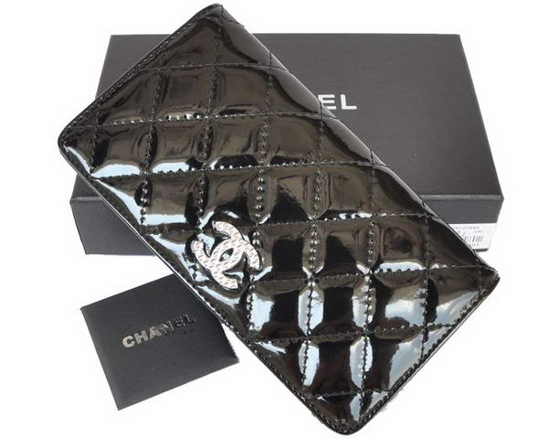 Fake Chanel Patent Leather Bi-Fold Wallet A31508 Black Online